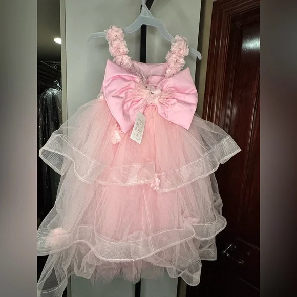 Handmade Pink Floral Tulle Dress - Picture 3 of 5